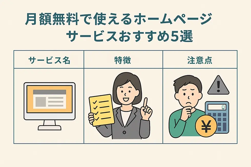 月額無料で使えるホームページサービスおすすめ5選